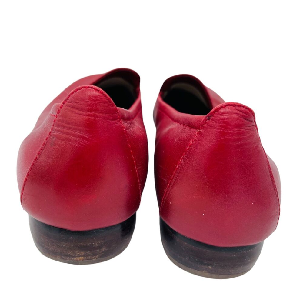 Anne Klein Red Flats Leather Square Toe Block Heel Comfort Loafter Sz 8.5 - Picture 4 of 13